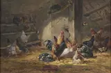 Le poulailler by Charles Jacque, Aquarelle gouachée, sold Feb 2023