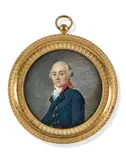 Officier en uniforme bleu by Pierre Rouvier, Cadre en bronze ciselé et doré avec bélière, sold Jun 2023