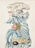Ensemble de 2 oeuvres by Jacques Hérold, 1972-73, Aquarelle sur papier marouflé sur toile, sold Apr 2023