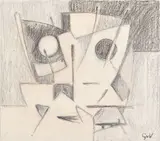 Composition by Geer van Velde, circa 1968, Technique mixte sur papier, sold Apr 2023