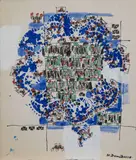 Composition by Natalia Dumitresco, Encre de Chine et gouache aquarellée sur papier, sold Apr 2023