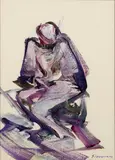 Dama sentada by David Alfaro Siqueiros, circa 1968, Acrylique sur papier, sold Apr 2023