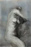 Figure by Eugène Dodeigne, Fusain sur papier, sold Apr 2023