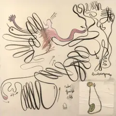 Arabesque by Fabrice Hyber, 2001, Technique mixte et collage sur toile, sold Apr 2023