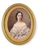 Portrait de Françoise de Bragance, princesse du Brésil, princesse de Joinville, en robe blanche et rose by Eduardo de Lobo de Moira, Cadre en bronze ciselé et doré formant chevalet, offered Sep 2023