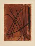Gravure 19 by Hans Hartung, 1953, Eau-forte en noir et roux, sold May 2023