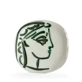 Profil de Jacqueline - 1956 (AR # 383) by Pablo Picasso, R.A terre de faïence blanche, gravure soulignée de paraffine oxydée, bain de couverte, sold May 2023