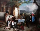Le Rubins du Village by Adrien Joseph Verhoeven-Ball, 1860, oil on canvas, sold Feb 2015