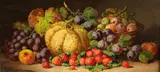 Still lifes of pigeons, fruit and a pitcher by Charles Thomas Bale, oil, sold Feb 2015