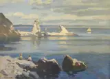 Anstey's Cove by Thomas Edwin Mostyn, oil on canvas, sold Feb 2015