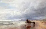 Seaweed gatherers along the shore by Charles Thomas Burt, 1869, oil on canvas, sold Feb 2015
