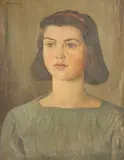 Portrait of a girl with a ribbon in her hair by Robert Boyd Morrison, oil on canvas, sold Feb 2015