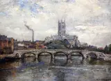 Worcester Cathedral and bridge by James Herbert Snell, 1929, oil on canvas, sold Feb 2015
