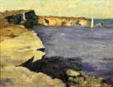 Coastal landscape by Jaume Fedelich Bosch, oil on canvas board, sold Feb 2015