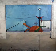 Engineerium interior by Edwin Tanner, oil on canvas, sold Feb 2015