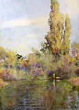Fine Summer and Bathers on a river by George Herbert Jupp, watercolor, sold Feb 2015