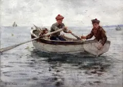 Whipping for Pollock by Henry Scott Tuke, 1920, watercolour, sold Feb 2015