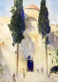 Byzantine Church, Daphne by Cecil Arthur Hunt, pencil and watercolour, sold Feb 2015
