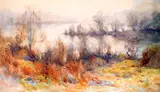 Horses, Isle of Man, 27.5 x 40in by Joseph Harold Swanwick, watercolor, sold Feb 2015