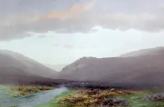 Moorland scenes by Charles Edward Brittan, watercolor, sold Feb 2015