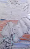 Reclining female nude by Edward Piper, pencil and watercolour, sold Feb 2015