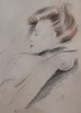 Study of a sleeping woman by Paul César Helleu, pencil and red, sold Feb 2015