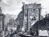 Rovine del Tempio de'Castori,16 x 22.5in by Giovanni Battista Piranesi, engraving, sold Feb 2015