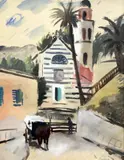 Church of Portofino by Enrico Paulucci, gouache and watercolour, sold Feb 2015