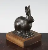 A patinated bronze model of a seated hare by Gunnar Nilsson, bronze, sold Feb 2015