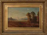 landscape with figures by a river by William Adam, oil on canvas, sold Jan 2014