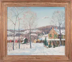 winter landscape by Walter Emerson Baum, oil on canvas, sold Jan 2014