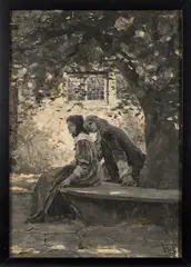 illustration of a courting scene by Howard Pyle, oil on board, sold Jan 2014