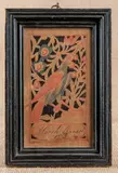 cutout bookplate of a bird by Wilhelmus Antonius Faber, ink and watercolor, sold Jan 2014
