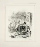 drawings of George Washington and an interior scene with school children arguing by F. O. C. Darley, pencil, sold Jan 2014