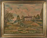 of Mount Vernon by David Y. Ellinger, oil on velvet, sold Oct 2013