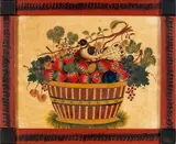 theorem of a basket of strawberries by David Y. Ellinger, oil on velvet, sold Oct 2013