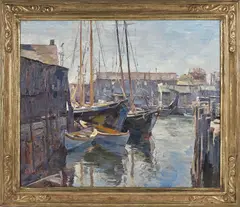 harbor scene by Antonio Pietro Martino, oil on canvas, sold Oct 2013