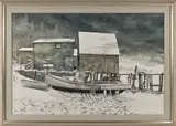 winter landscape by Peter Sculthorpe, watercolor, sold Oct 2013