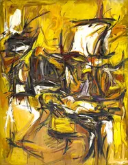 at the Bridge by Paul Brach, 1952, oil on canvas (unstretched), sold May 2024