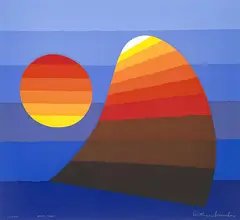 Island by Arthur Secunda, silkscreen on paper, sold May 2024
