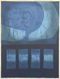 Back Door A by Tajima Hiroyuki, 1967, woodcut on paper, sold May 2024