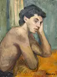 Untitled (Portrait) by Albert Bela Bauer, oil on canvas, sold Jun 2024