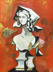 Untitled (Bust) by Leonard Alberts, oil on canvas, sold Jun 2024