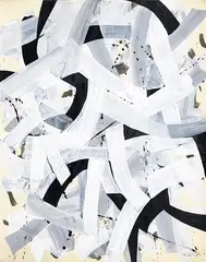 Untitled (Abstract in Black and White) by Michael Loew, 1984, acrylic on paper, sold Jun 2024