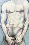Untitled (Male Nude) by Lowell Nesbitt, 1981, pastel and colored pencil on Bainsbridge illustration board, sold Jun 2024