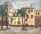 Untitled (Street Scene) by Albert Bela Bauer, oil on canvas, sold Jul 2024