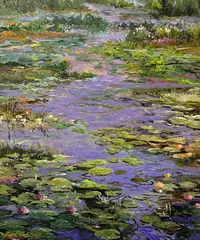 Pond Flower Arrangements by Thomas A. Dedecker, 2023, oil on panel, sold Jul 2024