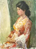 Untitled (Portrait of a Woman) by Albert Bela Bauer, oil on canvas, sold Jul 2024
