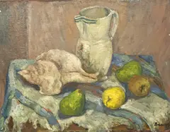 Shell and Jug by Albert Bela Bauer, 1976, oil on canvas, sold Jul 2024