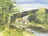 Landscape by Josef Konečný, oil on canvas (unstretched), sold Jul 2024